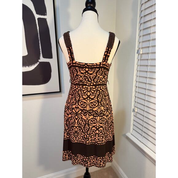 Size Small Petite Brown Floral Boho Beaded Strap Dress - Picture 4 of 8